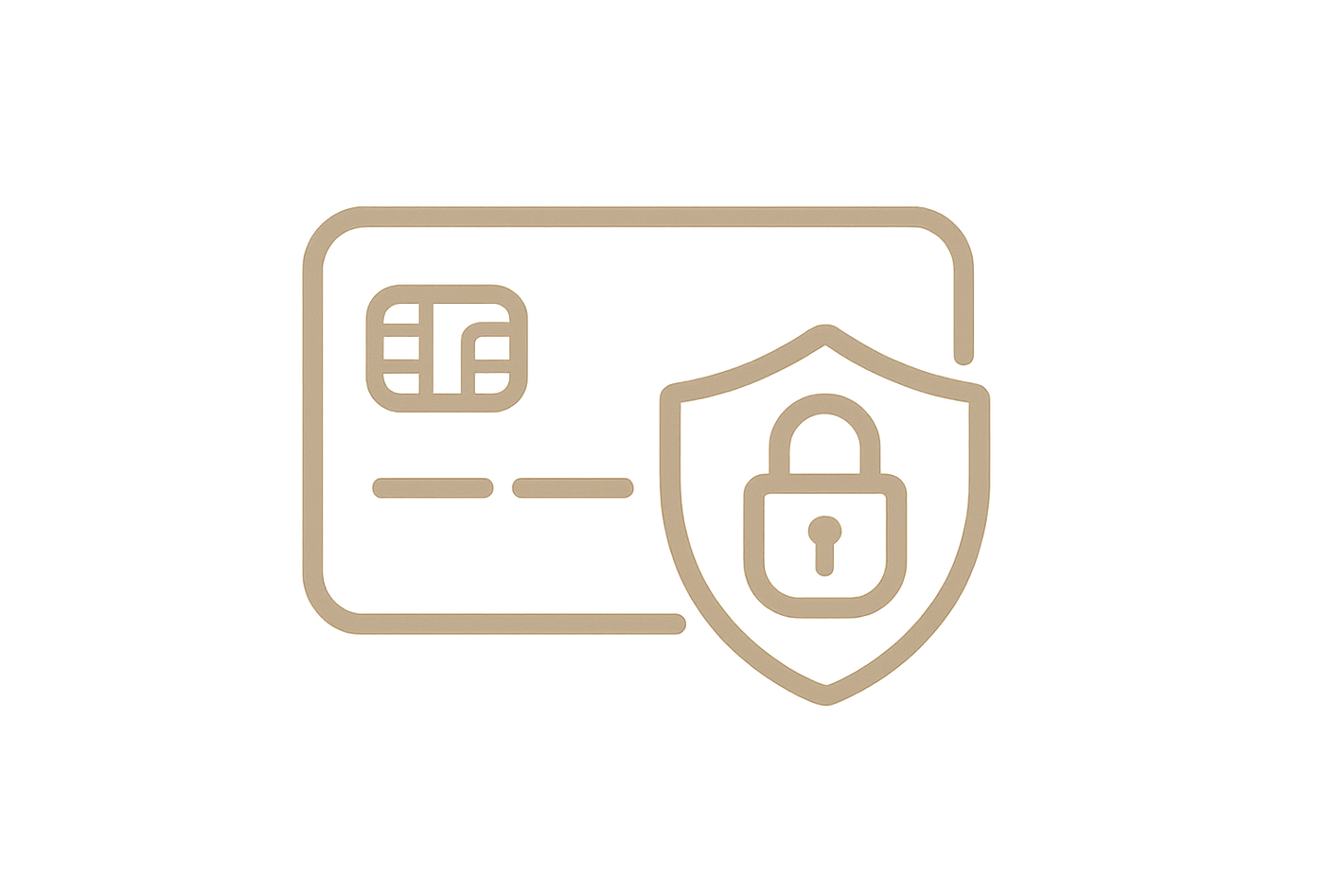 icône de carte bancaire beige pour paiement sécurisé